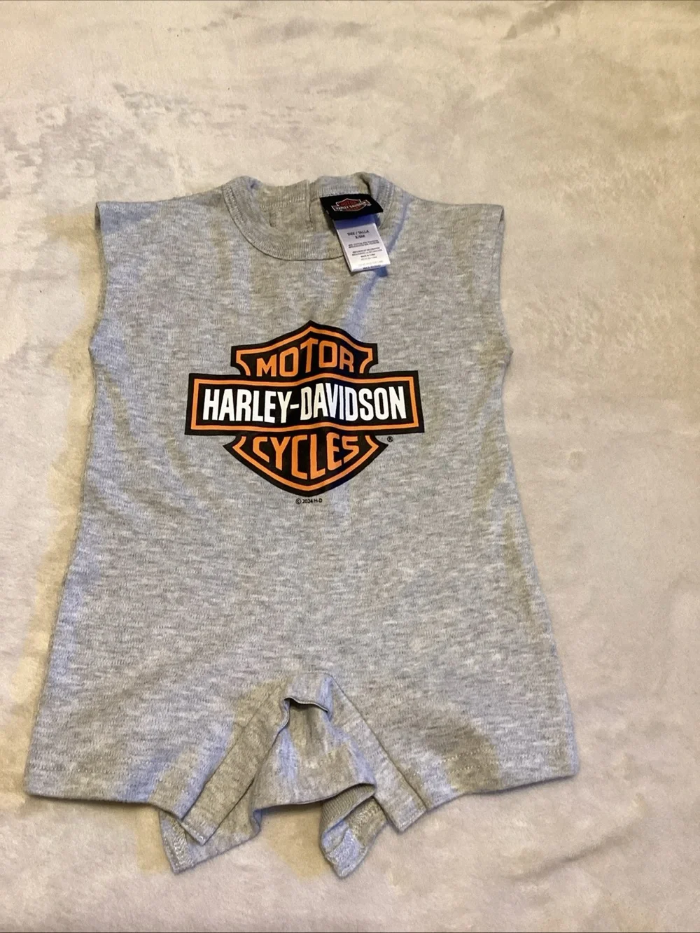 Harley-Davidson Gray Top with Orange & Black Bar & Shield Logo
